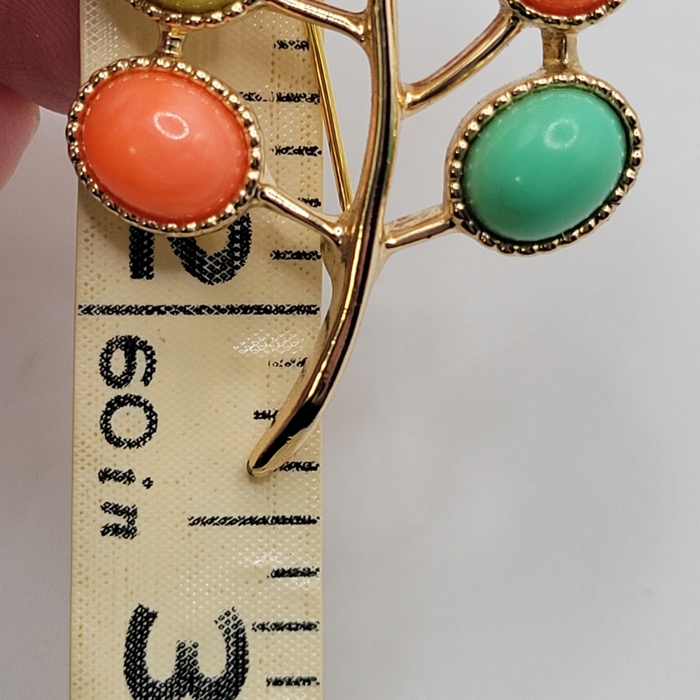 VTG Sarah Coventry "Candy Land" Brooch | Gold Tone & Pastel Cabochons | SIGNED - Picture 6 of 6